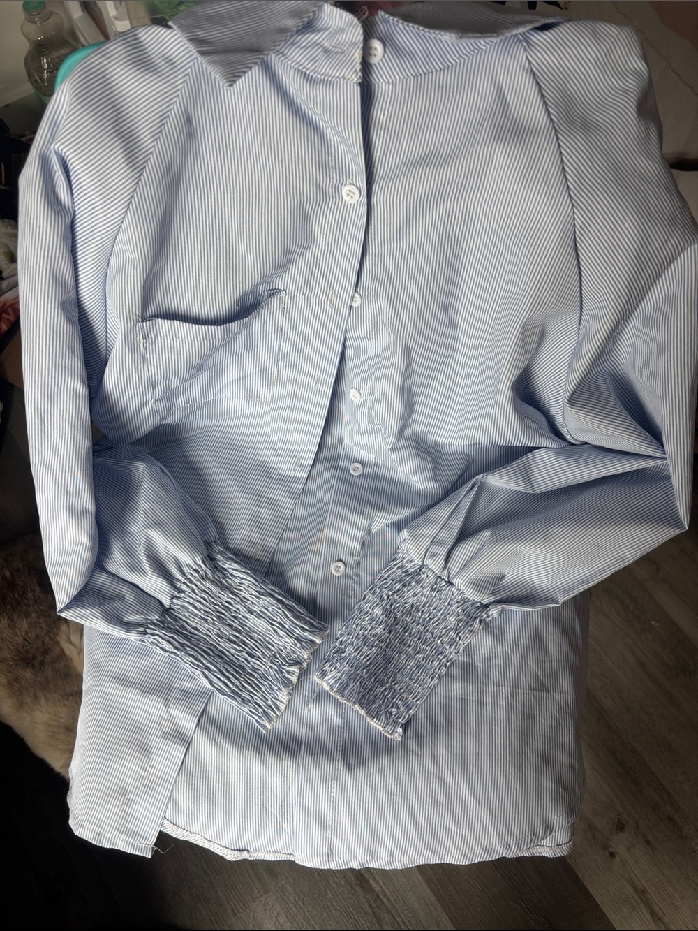 Light Blue Pinstripe Men's Button-Up Shirt